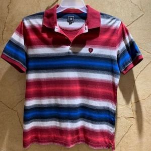 CEO Womens Striped Polo Shirt Size Large
